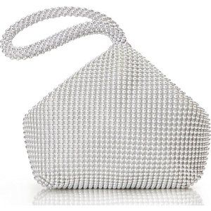 Women's Rhinestone Clutch Evening Bags Sparkly Glitter Triangle Purse